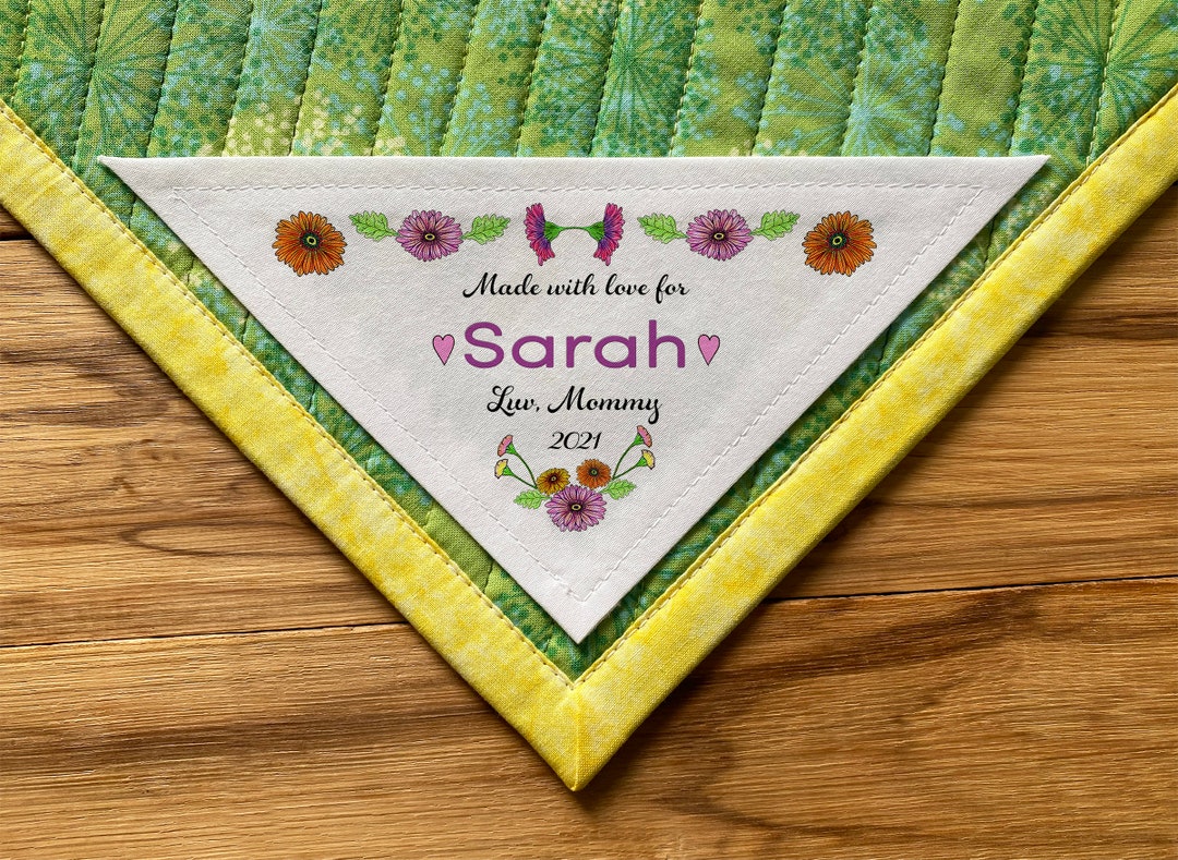 Large Corner Quilt Label / Sewing Labels Personalized / Knitting Fabric