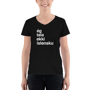 Ich spreche kein Isländisch Island Shirt mit V-Ausschnitt für Frauen