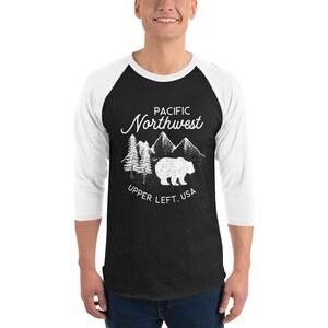 Pacific Northwest 3/4 sleeve raglan baseball shirt