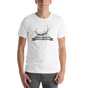 Wikinger Schiff Kunst Reykjavik Island Kurzärmeliges Unisex-T-Shirt