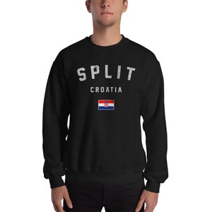 Vintage Varsity Split Croatia Flag Unisex Sweatshirt