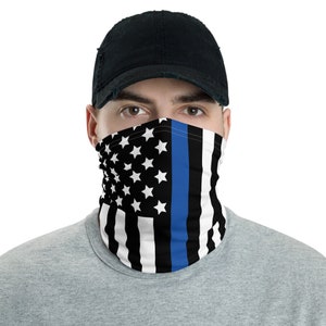 USA Blue Line Flag Face Mask Neck Gaiter