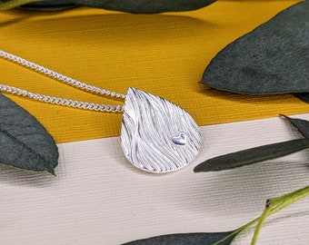 silver teardrop necklace silver heart necklace sad heart necklace valentines jewellery valentine gift necklace unique one of a kind only one £28.00