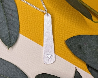 silver heart necklace silver drop necklace textured necklace Valentines pendant heart jewellery unique one of a kind only made once £25.00