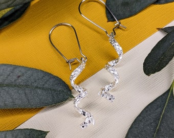 silver bee earrings nature inspired silver spiral earrings bee jewellery unique one of a kind only made once £35.00