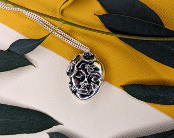 silver mask necklace silver face necklace honeycomb nature inspired bee necklace bee pendant mask jewellery unique one of a kind only one £71.00