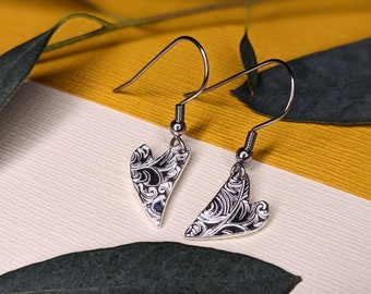 silver heart earrings textured silver earrings heart jewellery unique one of a kind only made once £31.00