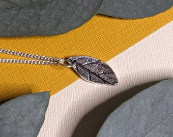 silver leaf print necklace silver necklace nature inspired necklace leaf jewellery real leaf pattern unique one of a kind only made once £25.00