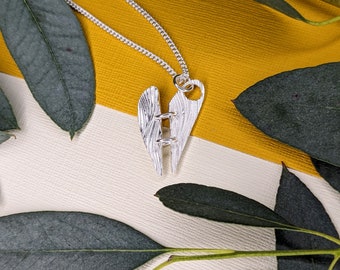 silver heart necklace silver broken heart necklace Valentines necklace Galentines pendant heart jewellery unique one of a kind only one £28.00