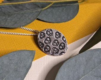 silver skull necklace skull pendant silver necklace skull print skull jewellery unique one of a kind only made once £28.00