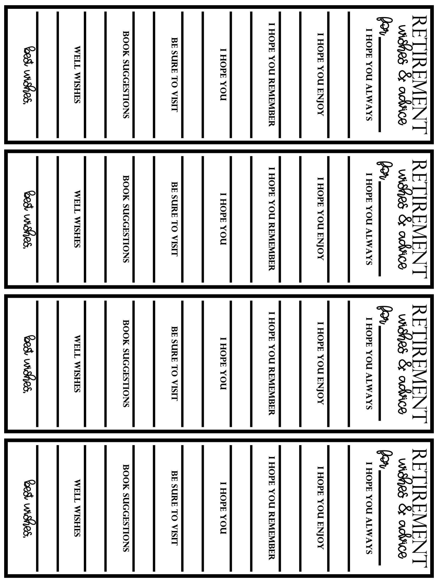 Printable Retirement Wishes Template, Minimalist Retirement Keepsake ...
