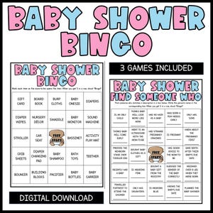 Baby Shower Bingo Find Someone Who Baby Shower Bingo Icebreaker Game Baby Shower Mingle Digital Download