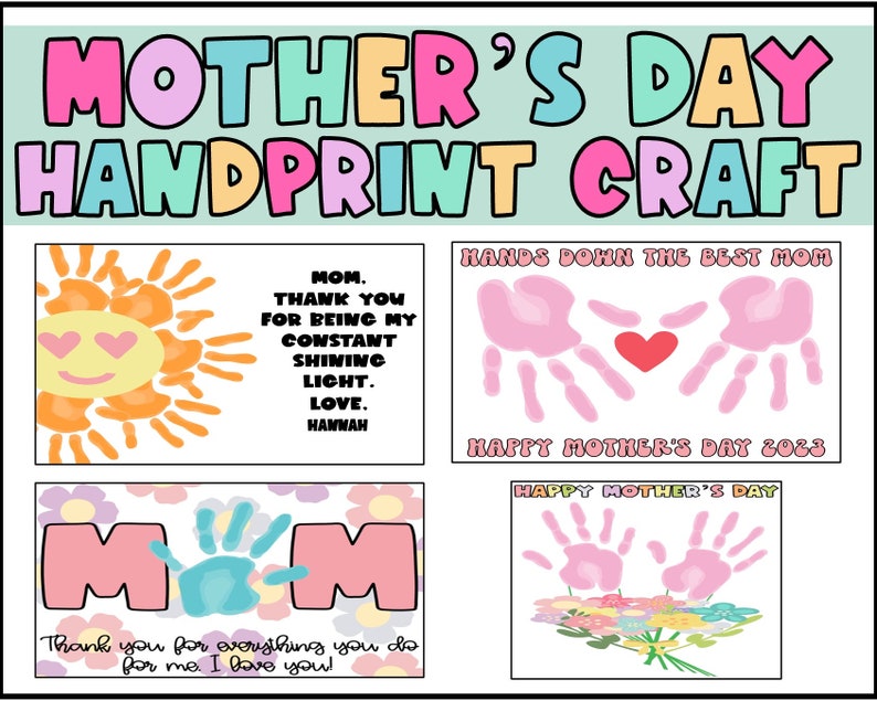 Muttertag Handabdruck Kunstdruck Blumenstrauß Geschenk für Mama Omas