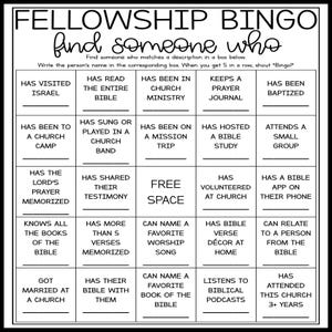 Juego de bingo de la iglesia Mix & Mingle, bingo de fraternidad, juego para romper el hielo en la iglesia, juego de estudio bíblico, actividad para grupos de jóvenes, la iglesia se conoce