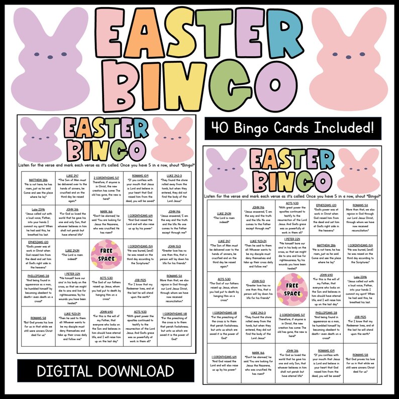 Easter Bingo Religious Easter Game Christian Bingo Game Bible Verse ...