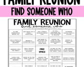 Family Reunion Bingo Game Printable, Family Reunion Games, Find Someone Who, Get To Know Family Bingo, Family Icebreaker, Family Fun