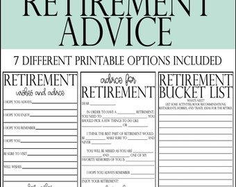 Printable Retirement Wishes Template, Minimalist Retirement Keepsake, Bucket List Cards, Retirement Advice and Wishes Card, Retirement Party