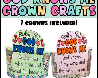 God Knows Me Psalm 139 Headband Crowns, Printable Bible Activity, Kids Bible Lesson, Memory Game, Sunday School, Kids Bible story Digital