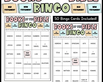 Books of the Bible Bingo Cards Church Bingo Game Christian Bingo Game Bible Bingo Game Printable Bingo Cards 50 Cards Digital Download