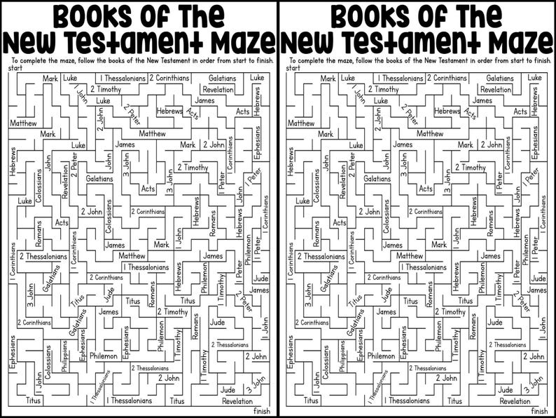 Books of the Bible Mazes Game Printable Church Game, Sunday School ...