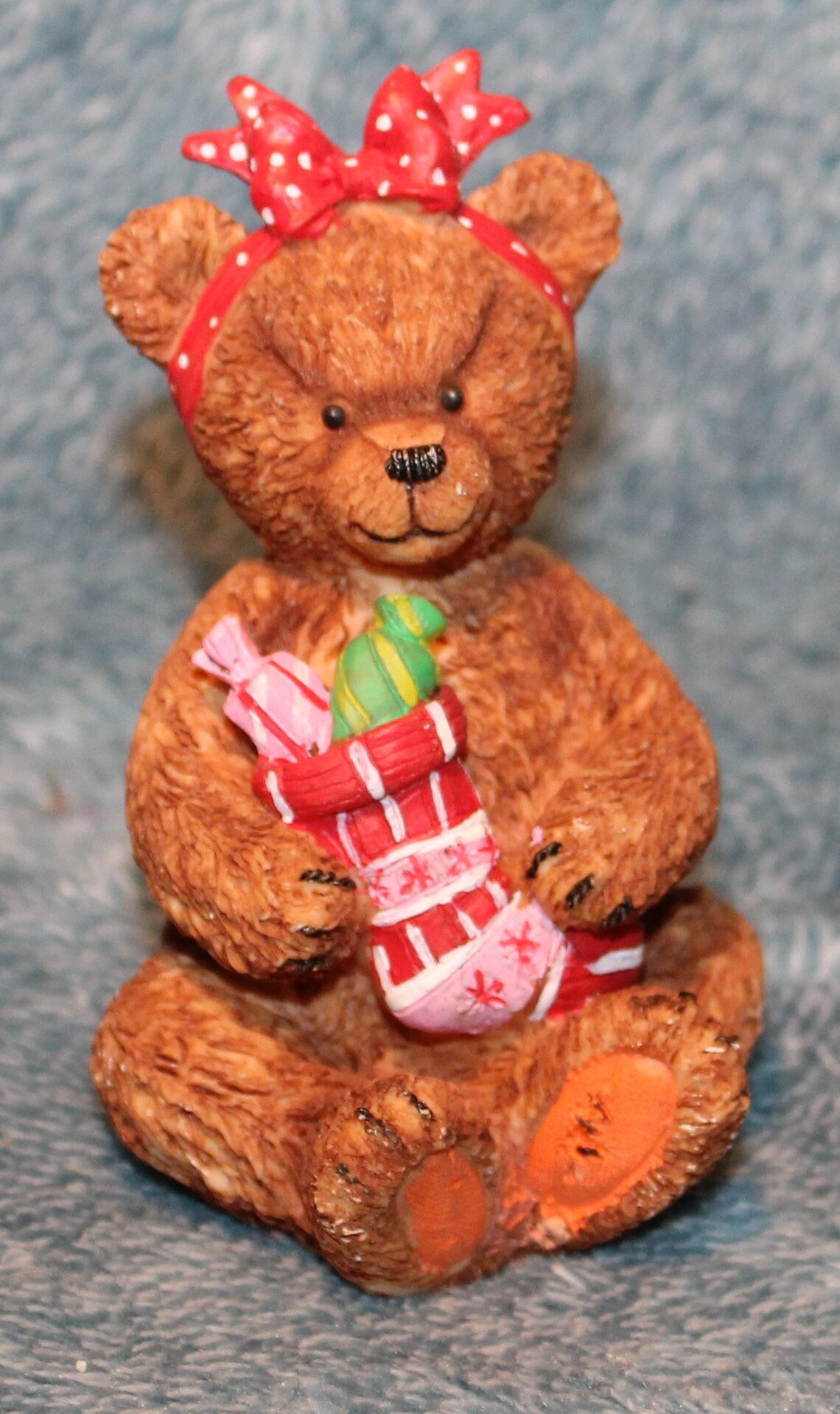 Set of 3 Resin Christmas Teddy Bears Etsy