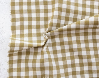FABLEISM Camp Gingham in Moss,  100% Woven Cotton, Sold by the 1/2m. Fableism in Canada.  CMP-05