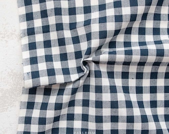 FABLEISM Camp Gingham in Navy,  100% Woven Cotton, Sold by the 1/2m. Fableism in Canada.  CMP-11