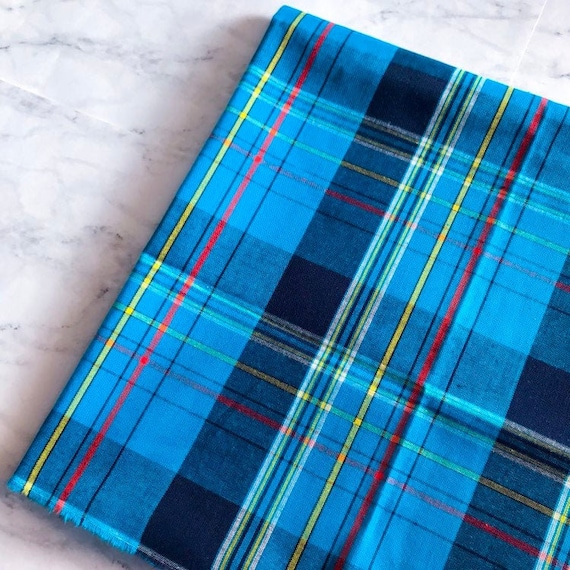 Tissu Madras Vintage écossais Tartan - 190 Cm X 110 Cm, De Bonne Qualité, Occasion