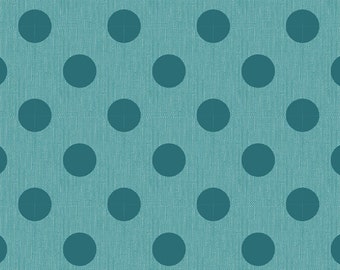 TILDA Chambray Dots in Aqua. 100% Woven Cotton. Sold by the 1/2m. Tilda in Canada. 160058