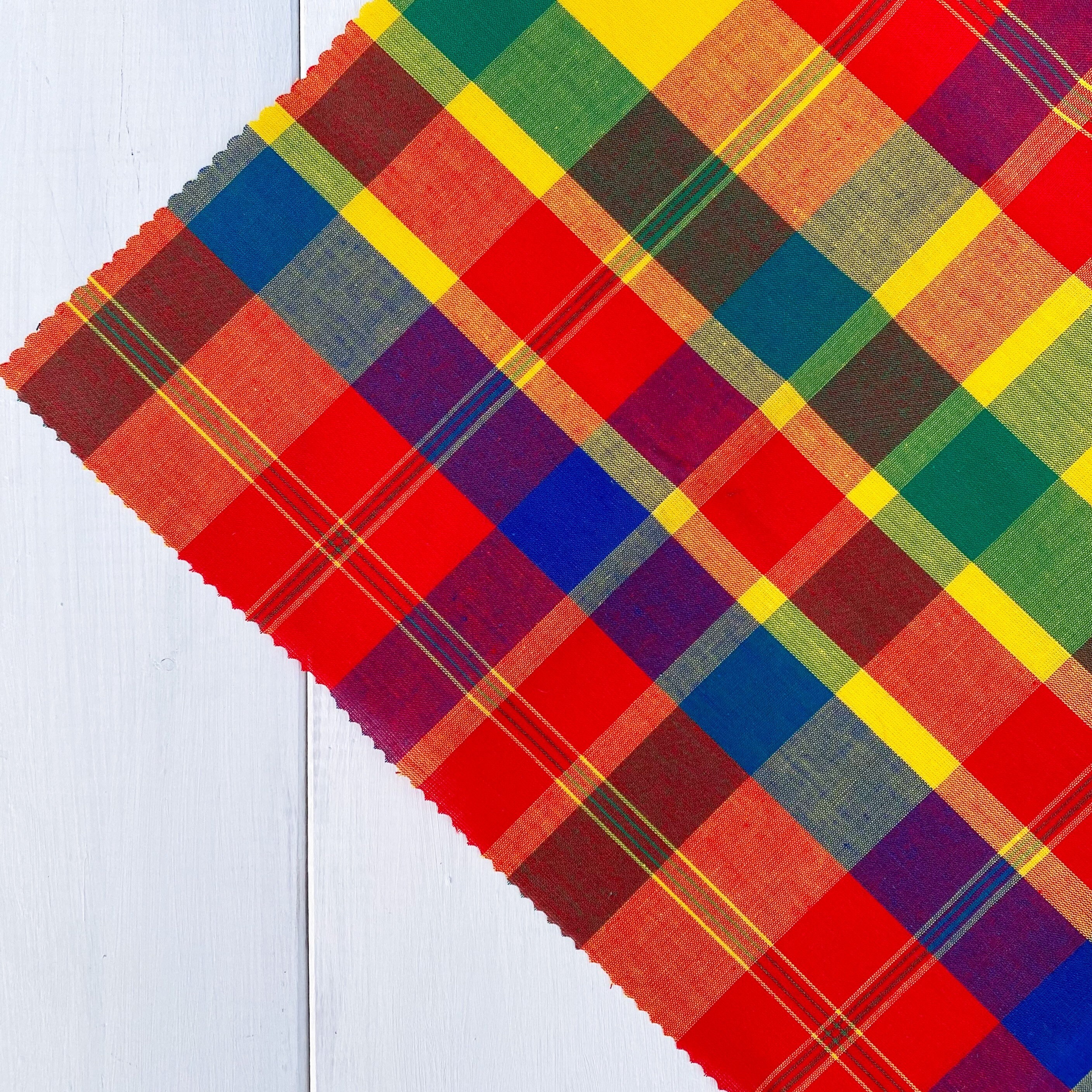 4999 Cotton Jacquard Floral Woven Madras Plaid Patchwork Waist Designer Cali Fabrics Mixed Madras Plaid Patchwork Cotton Lawn #30147  main image 2