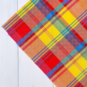 DAIQUIRI MADRAS Fat Quarter, 100% cotton, 20x20 inches 50x50 cm, Plaid with shades of Red, Orange, and Yellow image 2