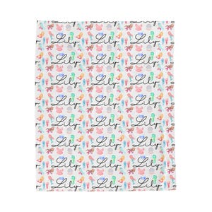 Personalized Velveteen Plush Blanket with Name, Cozy Throw for Kids, Perfect Gift for Baby Shower, Nursery Decor, Soft and Warm Blanket