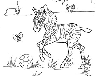 Download Zebra Adult Coloring Etsy