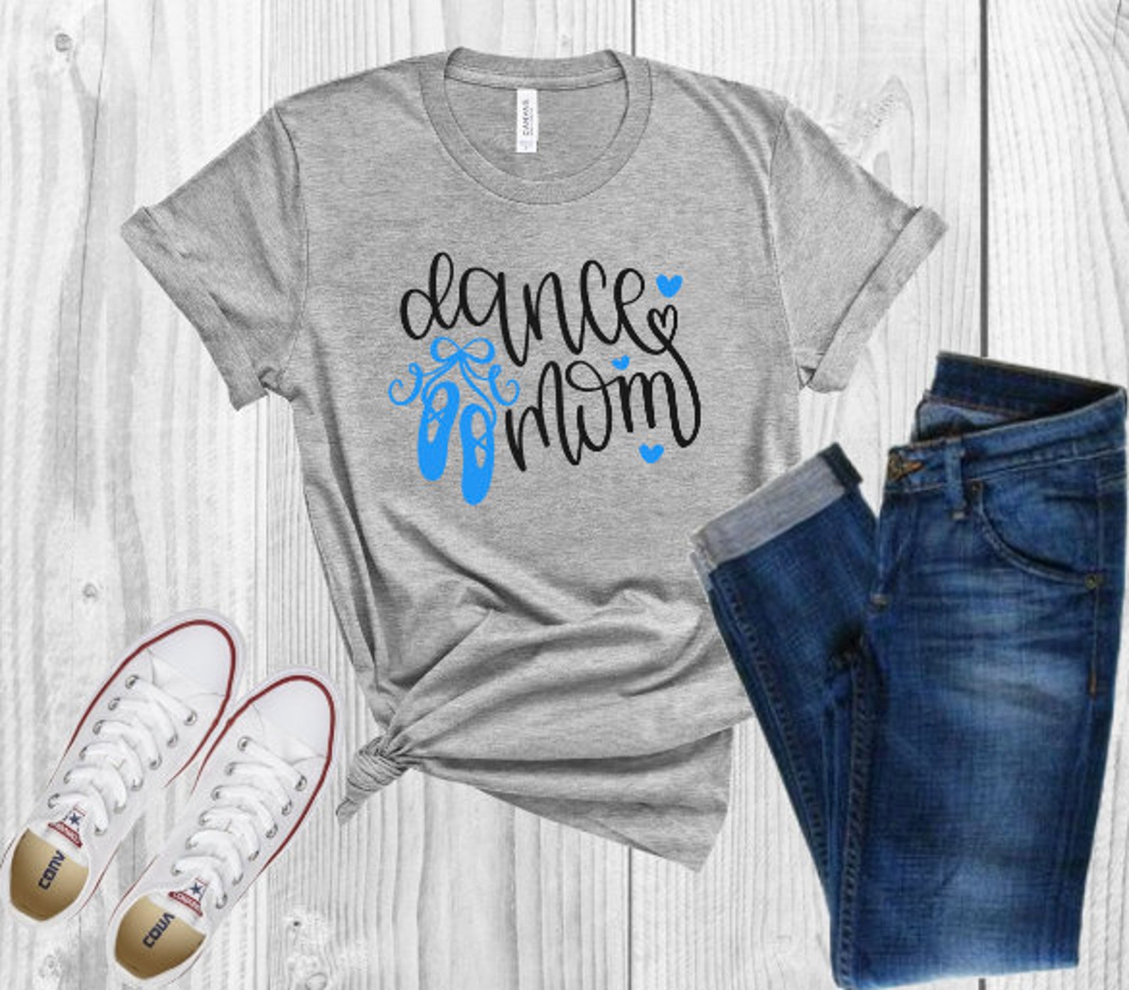 dance mom tee shirt , dance mom shirt , ballet shoes tee , dance t shirt with hearts , proud mom shirt , mom t shirt , mom of da