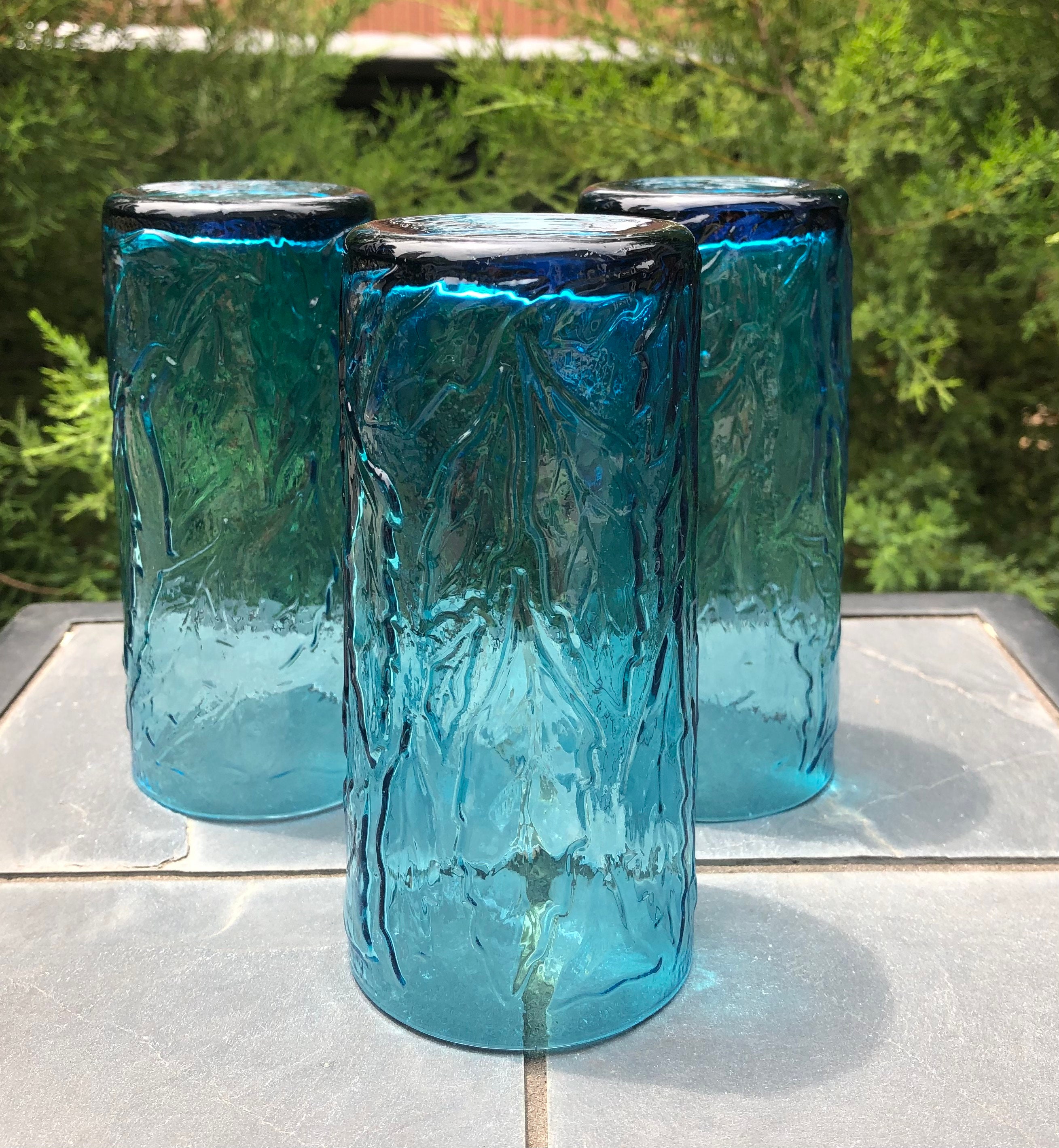 Vintage Blue Teal Drinking Glasses Mikasa Bracado Set of 3 - Etsy