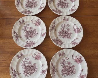 Platos llanos Johnson Brothers Pastorale Plum Toile de Jouy (25,4 cm) Juego de 6
