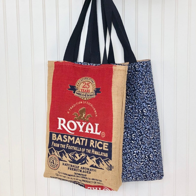 Reclaimed Burlap Rice Bag Tote. Fully Lined Upcycled Burlap Etsy
