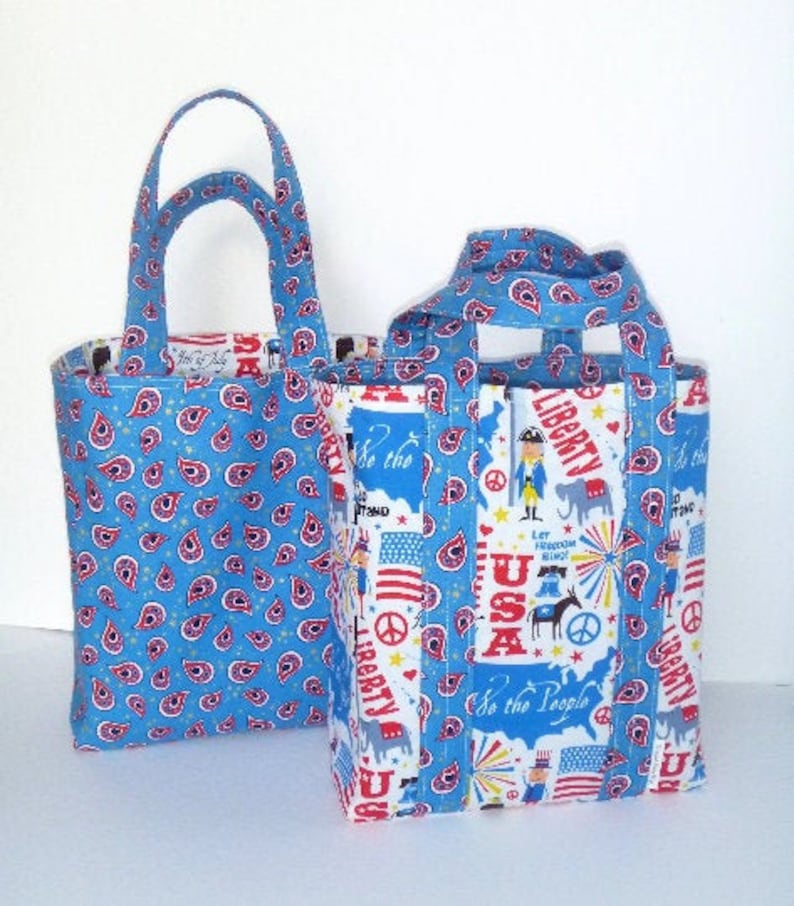 Handmade Independence day bag. Small Fourth of July tote bag Clearance