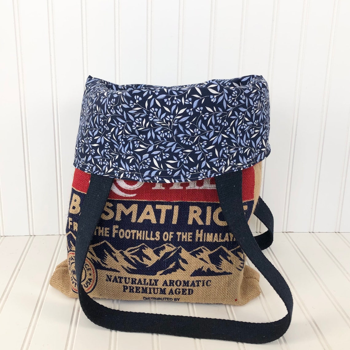 Reclaimed Burlap Rice Bag Tote. Fully Lined Upcycled Burlap Etsy