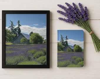 Lavender Field Framed Poster: Rustic Farmhouse Wall Art