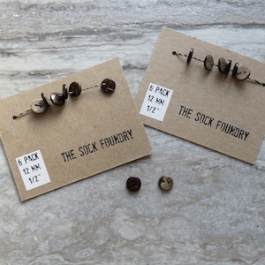 1/2&quot; Buttons - 12mm natural coconut shell 2-hole small button - pack of 6