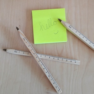Wooden ruler pen 14cm ruler square wood ballpoint pen with blue ink
