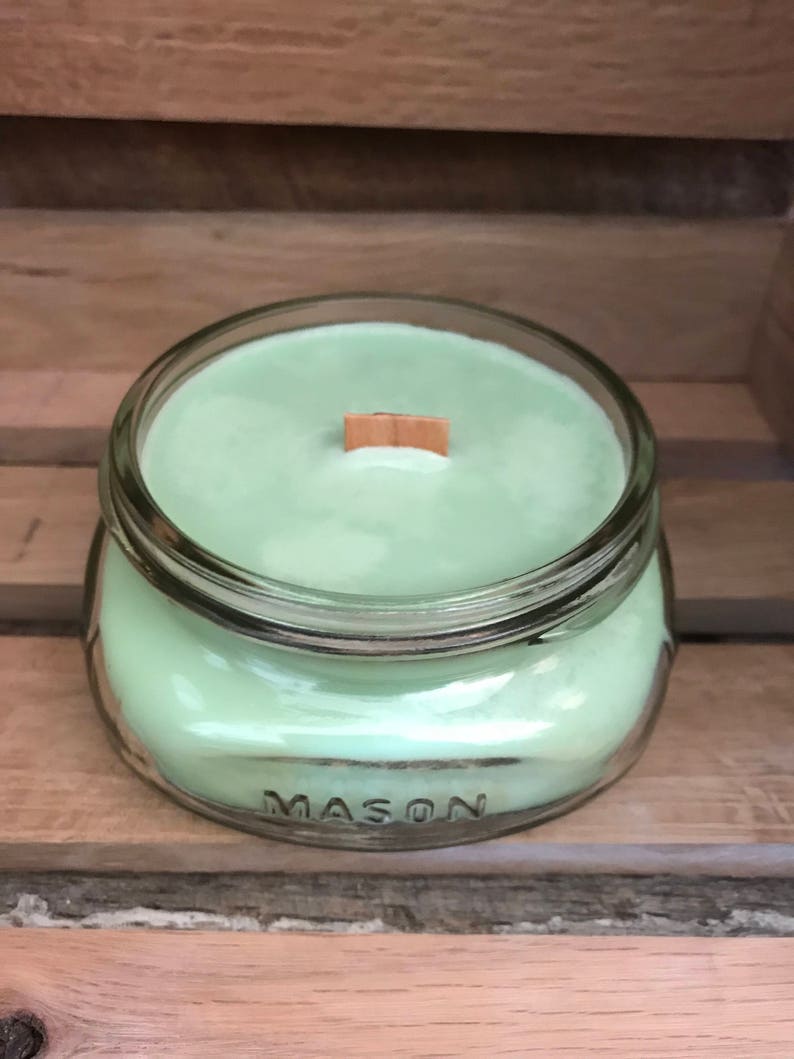 8 oz Fraser Fir Square Mason Jar Soy Candle Wood Wick