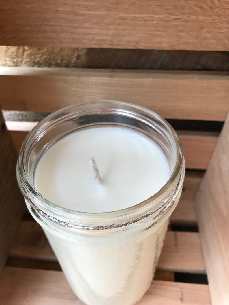 24 Ounce Oakmoss and Amber White Soy Candle Tall Mason Etsy