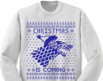 Christmas Is Coming Sweatshirt. Wolf. Winter. Ugly Sweater. Sweater. Jumper. Ugly. Pullover. Christmas.