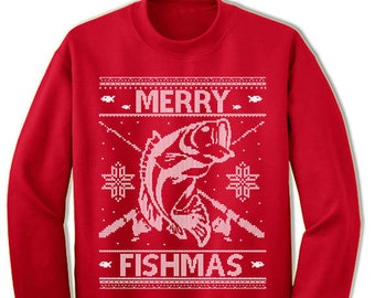 Fishing Ugly Christmas Sweater. Fisherman Gift.