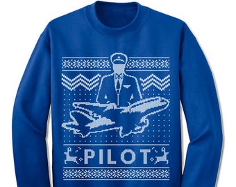 Pilot Ugly Christmas Sweater. Gift. Air Plane. Ugly Sweater. Sweater. Jumper. Ugly. Pullover. Christmas.