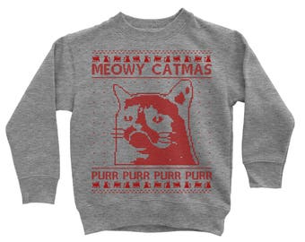 Toddler Meowy Catmas Christmas Sweater Unisex Kids