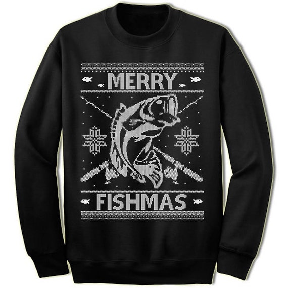 Merry Fishmas Ugly Christmas Sweater. Fisherman. Fish. Fishing