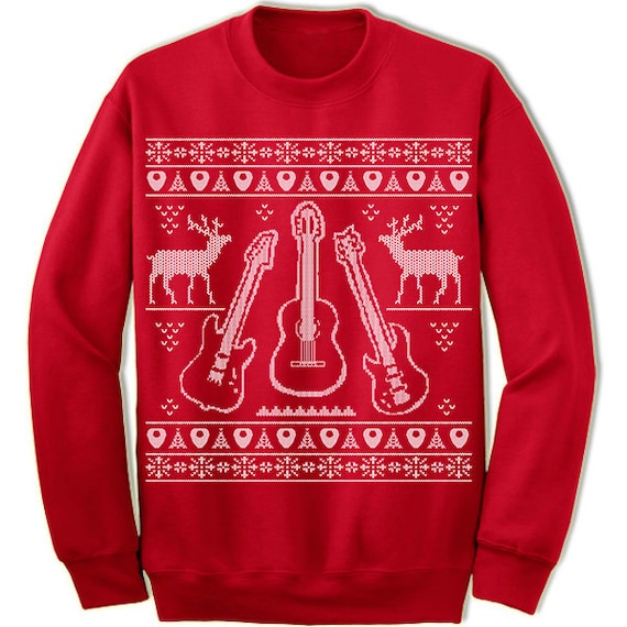 Guitar Ugly Christmas Sweater. Gift for Guitarist. Bassist. Ugly Sweater.  Band. Merry Christmas. Sweatshirt. Ugly Christmas Sweater. Party. 
